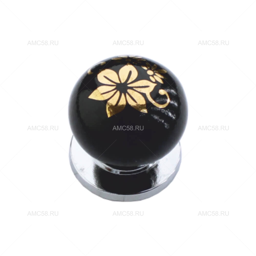 Ручка-кнопка V-949 хром+золотая роза